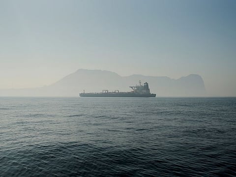 Iranian oil tanker Grace 1 sits anchored awaiting a court ruling on whether it can be freed after it was seized in July by British Royal Marines off the coast of the British Mediterranean territory, in the Strait of Gibraltar, southern Spain, August 15, 2019.