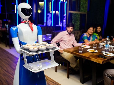One of the 6 robots at the restaurant.