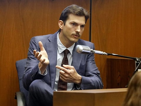 In this May 29, 2019 file photo, actor Ashton Kutcher testifies in the murder trial of Michael Gargiulo in Los Angeles Superior Court.