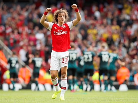 David Luiz celebrates after Arsenal defeat Burnley.