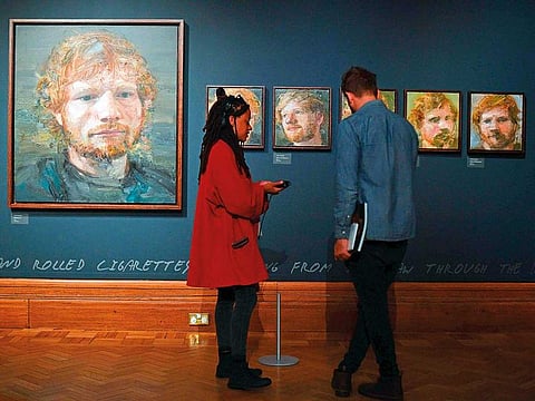 Portraits of Ed Sheeran, painted by Irish artist Colin Davidson on display.
