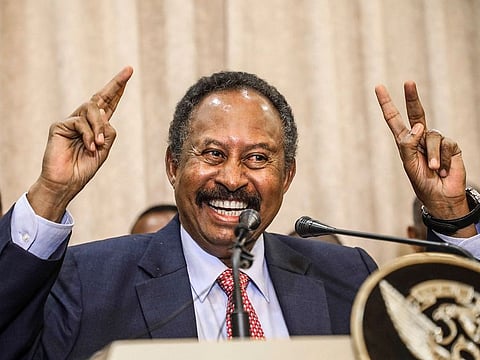 Sudan's new Prime Minister Abdalla Hamdok speaks during a press conference in Khartoum, Sudan, Wednesday, Aug. 21, 2019.