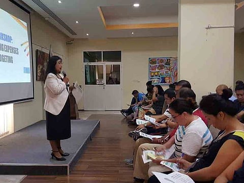 Financial Literacy Mentor Mercedes Macalalad during the Financial Literacy seminar at the Philippine Consulate on Friday.