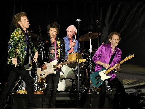 PASADENA, CALIFORNIA - AUGUST 22: (L-R) Mick Jagger, Ronnie Wood, Charlie Watts and Keith Richards of The Rolling Stones perform onstage at Rose Bowl on August 22, 2019 in Pasadena, California. Kevin Winter/Getty Images/AFP
== FOR NEWSPAPERS, INTERNET, TELCOS & TELEVISION USE ONLY ==