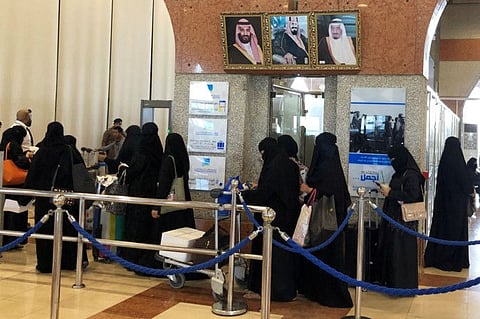 Saudi women at the Dammam railway station in Saudi Arabia on August 21, 2019.