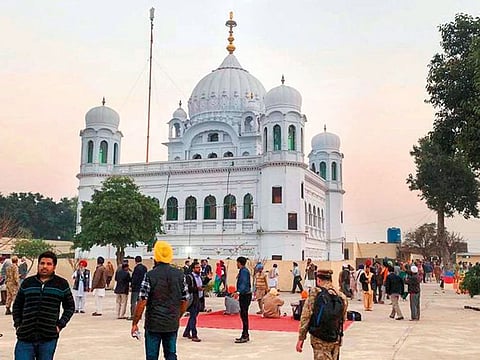 The shrine of Sikh leader Guru Nanak in Kartarpur, Pakistan. Kartarpur Sahib was established in 1522.