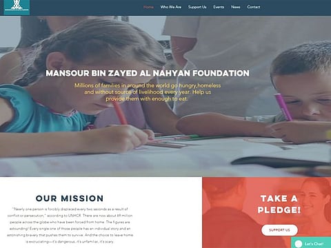 The website of the fictitious Mansour Bin Zayed Al Nahyan Foundation.