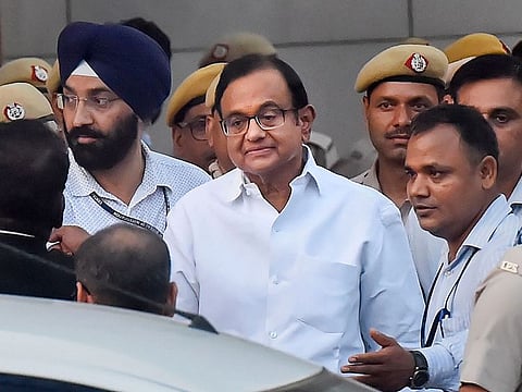 Senior Congress leader and former finance minister P Chidambaram after he was produced in a CBI court in the INX media case, in New Delhi, Thursday, Aug 22, 2019.