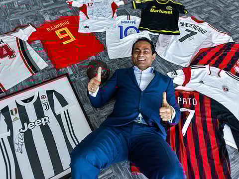Dr. George John of Transform Fitness poses with Cristiano Ronaldo’s Juventus signed Jersey. Photo: Ahmed Ramzan/ Gulf News Reporter: Alaric Gomes/ Gulf News