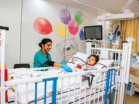 Maytha in the paediatric ward of Al Twam hospital in Al Ain.