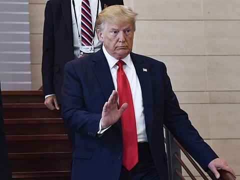 President Donald Trump arrives to attend a lunch on "digital transformation", during the G7 summit in Biarritz, southwestern France, August 26 2019