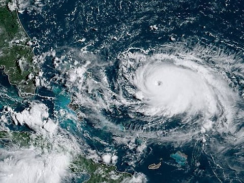 Hurricane Dorian is seen from the National Oceanic and Atmospheric Administration NOAA's GOES-East Satellite, over the Atlantic Ocean