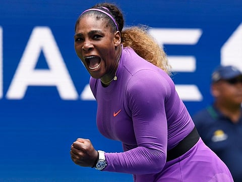 Serena Williams on her way to victory over Petra Martic.