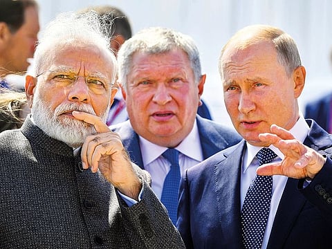 Russian President Vladimir Putin and Indian Prime Minister Narendra Modi discussed the war in Ukraine on Monday, March 7, 2022.