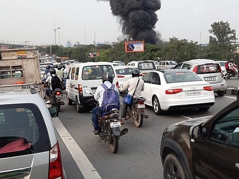 Fire breaks out at a godown in Punjabi Bagh