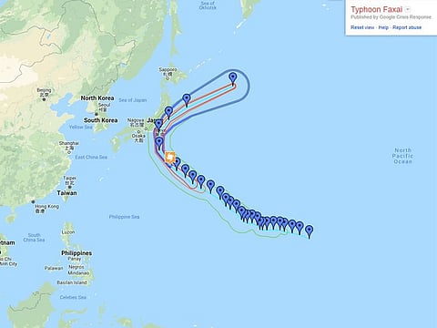 The projected projected of Faxai as of Sunday, September 9, 2019.