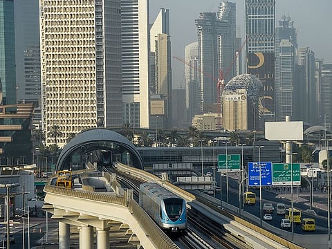 Metro train in Dubai.