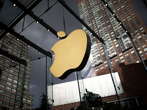 File photo: An Apple logo at the company's store in the SoHo section of New York.