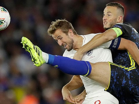 England captain Harry Kane in action against Kosovo.