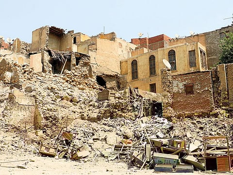 Wreckage of old houses in the Darb Al Labbana hillside neighbourhood in Cairo.
