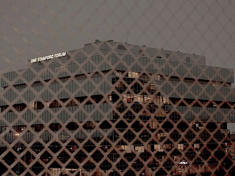 The company headquarters of Purdue Pharma, owned by the Sackler family, in Stamford, Conn., May 23, 2018.