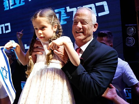 Benny Gantz, one of the leaders of the Blue and White (Kahol Lavan) political alliance, attends a campaign event in Tel Aviv on September 15, 2019.