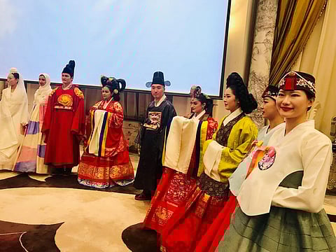 Korean performers present cultural and musical show at the Korean National Day celebrations in Dubai on Tuesday.