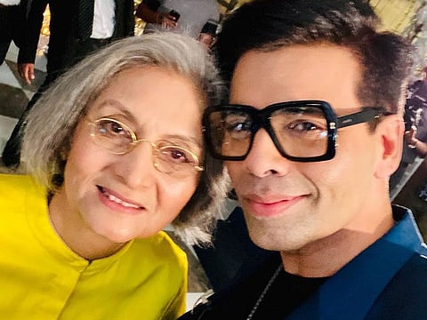 Filmmaker Karan Johar's photograph with Ma Anand Sheela, secretary of the late godman Bhagwan Rajneesh, popularly known as Osho, has raised eyebrows on social media.