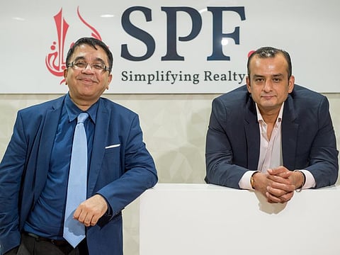 From left: Kalpesh Sampat, COO SPF Realty, and Ranjeet Chavan, CEO SPF Realty, in their office on Sheikh Zayed Road, Dubai.