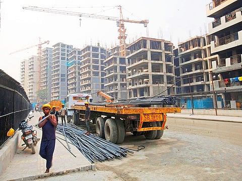 Construction site in East Kidwai Nagar, New Delhi.