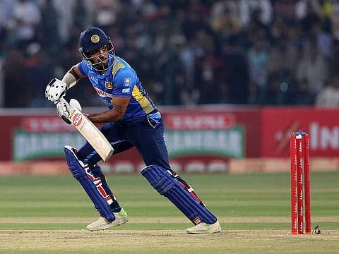 File Photo: Sri Lankan batsman Danushka Gunathilaka in action during aTwenty20 match against Pakistan at Gaddafi stadium in Lahore, Pakistan.