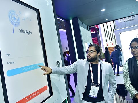 Jayroop Ramesh (left) and Niha KT at GITEX in DWTC on 6th October 2019. Photo Clint Egbert/Gulf News
