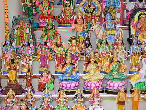 Navaratri Bommai KOluvi (doll display) at Balasubtrahmanian's villa in Oud Al Muteena in Dubai.
Picture credit: Nagarjuna Rao
