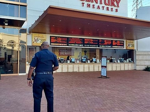 This movie theater in Huntington Beach, California showing the film 'Joker' was closed down on Thursday night after a 'credible' threat was reported to police