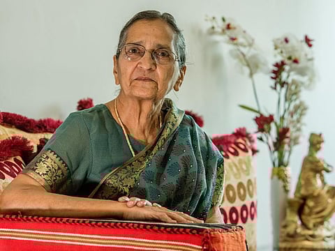 Suman Jayawant Khare at her apartment.