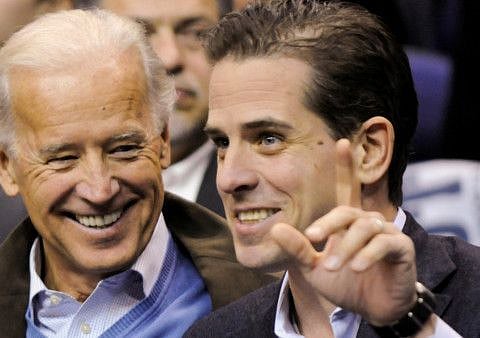 Former US Vice-President Joe Biden with his son Hunter Biden