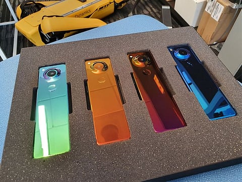 The new Essential phone's colorshifting material.