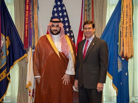 Prince Khalid Bin Salman with US Defense Minister Mark Esper