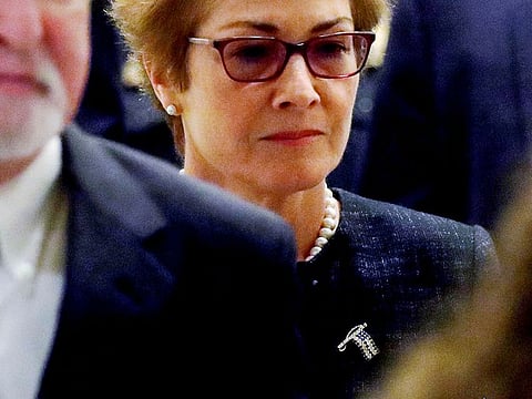 Former US ambassador to Ukraine Marie Yovanovitch arrives to testify in the US House of Representatives impeachment inquiry into Trump on Capitol Hill in Washington DC