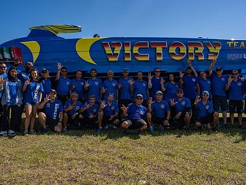 Victory Team celebrate.