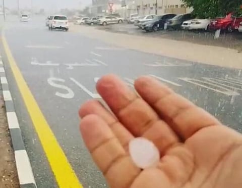 Hail in Dhaid, Sharjah on Sunday, October 13, 2019