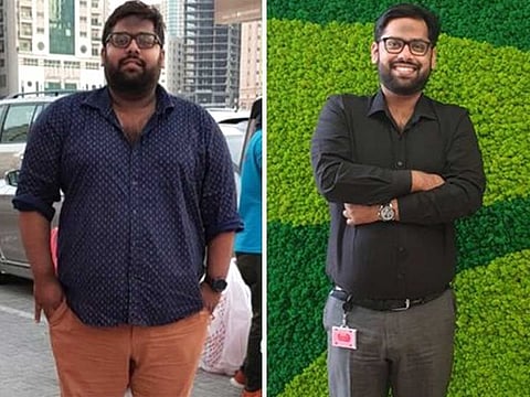 Muhammad Umar (before) and after his weight loss