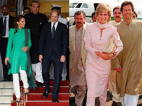 A comparison of images from Kate and William's ongoing Pakistan trip and Princess Diana's trip