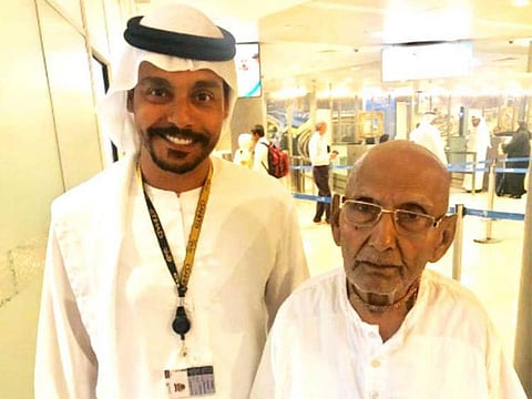 124-year-old Swami Sivananda arrived at Abu Dhabi International Airport from Varanasi, India.
Image Credit: Gulf News