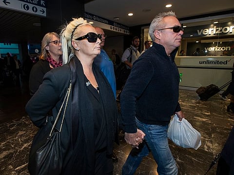 Charlotte Charles, mother of British teenager Harry Dunn, arrives at Union Station in Washington, Tuesday, Oct. 15, 2019.