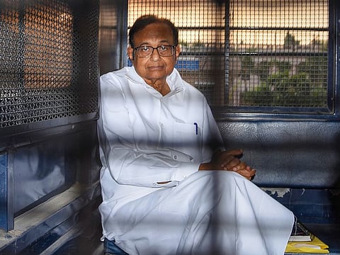 Senior Congress leader and former finance minister P Chidambaram after being produced in the Rouse Avenue Court in connection with the INX Media corruption case, in New Delhi, Tuesday, October 15, 2019.