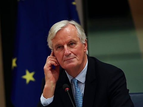 European Union chief Brexit negotiator Michel Barnier arrives to a Brexit Steering Group meeting at the European Parliament in Brussels, Wednesday, Oct. 16, 2019.