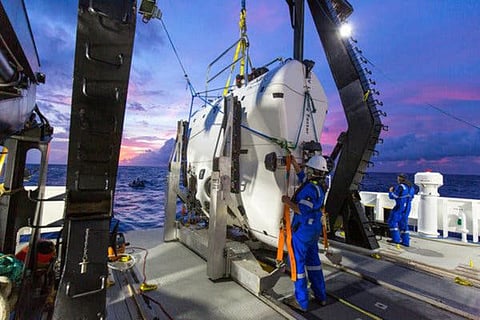 The submersible of Victor L. Vescovo after a successful dive into the Challenger Deep, nearly seven miles down at the lowest point of the Pacific Ocean.CreditCreditTamara Stubbs/Atlantic Productions for Discovery Channel, via Associated Press