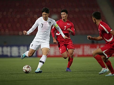Action from the match between North and South Korea.