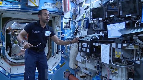 Emirati astronaut Hazzaa AlMansoori during the first Arabic tour of the ISS.